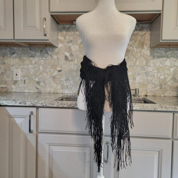 Black Fringe Shawl with sparkles 42x44, Sassy! - Picture 5 of 10